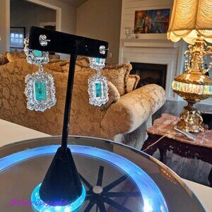 Paraiba Tourmaline Emerald Earrings